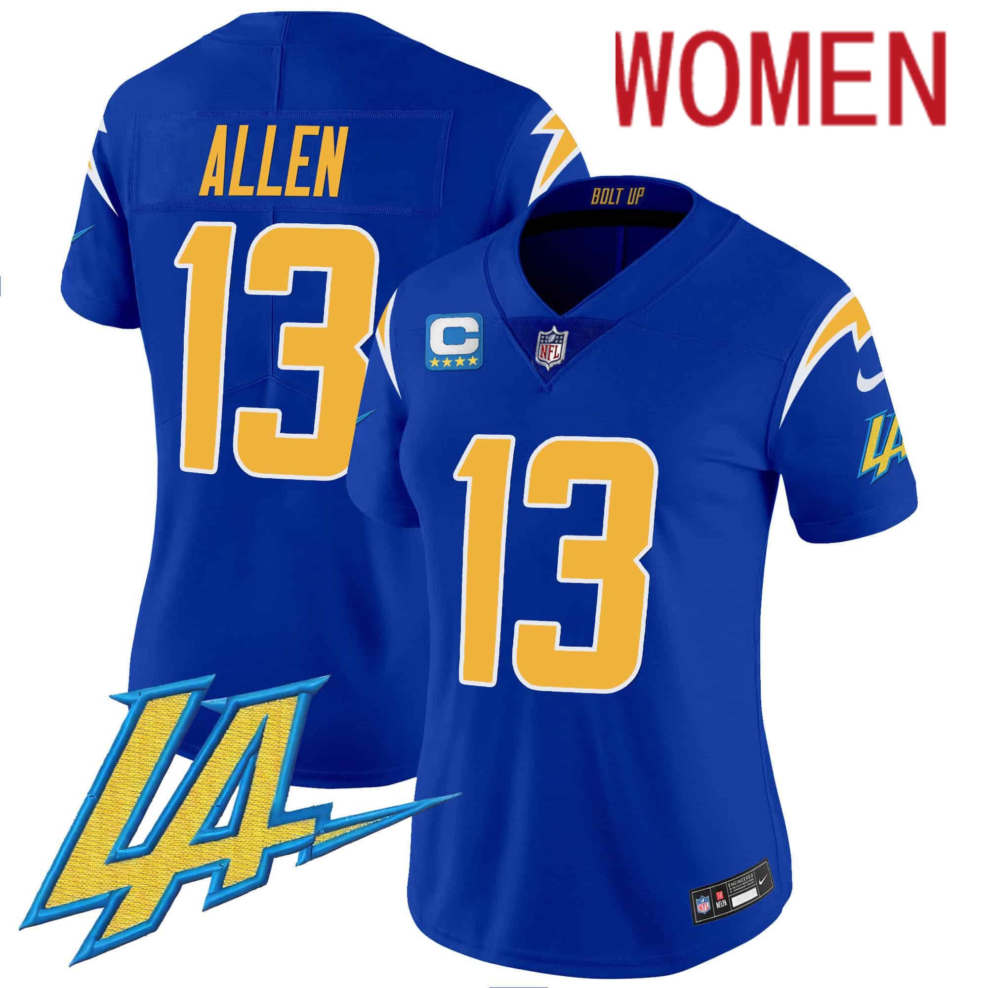 Women Los Angeles Chargers #13 Allen Blue 2024 Nike Vapor Limited NFL Jersey->women nfl jersey->Women Jersey